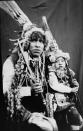 <p>Rudy Espiriya and his 3-year-old son, Dayiro Tahuara, pose for a portrait in the Sinakara Valley, in Peru’s Cuzco region, during the Qoyllur Rit’i festival, translated from the Quechua language as Snow Star. Espiriya and his son perform a dance called Paapuri Guayri as part of the Paucartambo nation. (Photo: Rodrigo Abd/AP) </p>