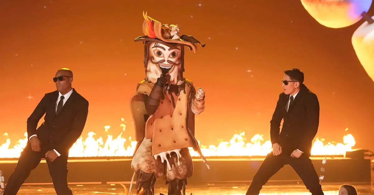 The S'More goes down in disco-inferno flames on the 'The Masked Singer' Season 10's Disco Night. (Fox)