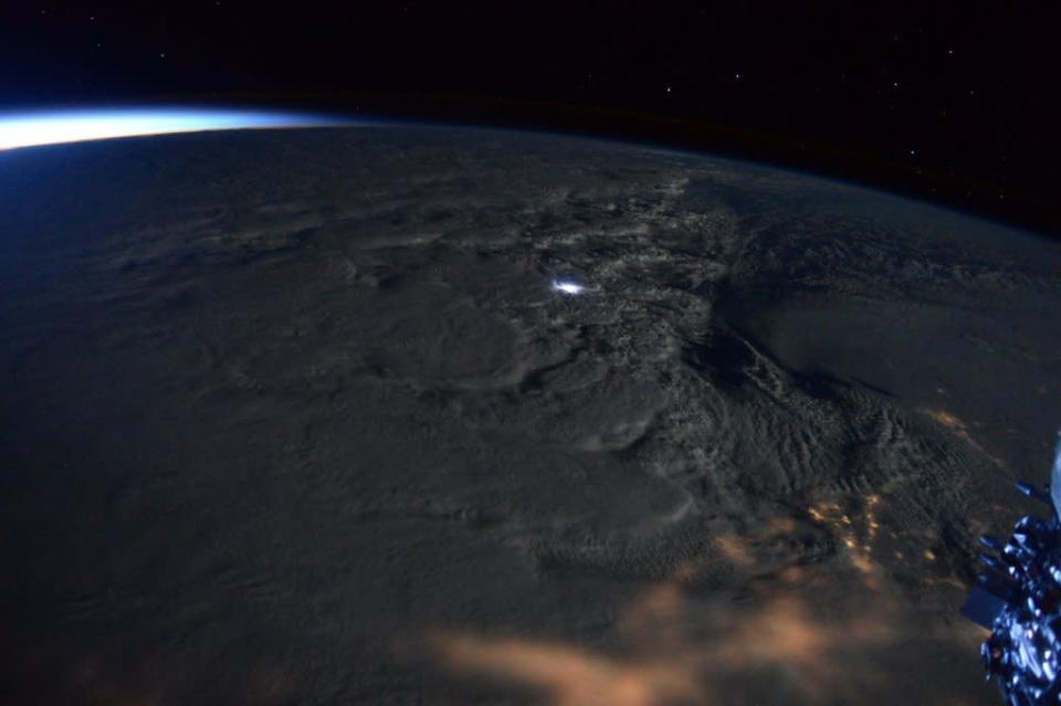 A rare bolt of snow lighting is captured by astronaut Scott Kelly aboard the International Space Stations. [@StationCDEKelly/Twitter]