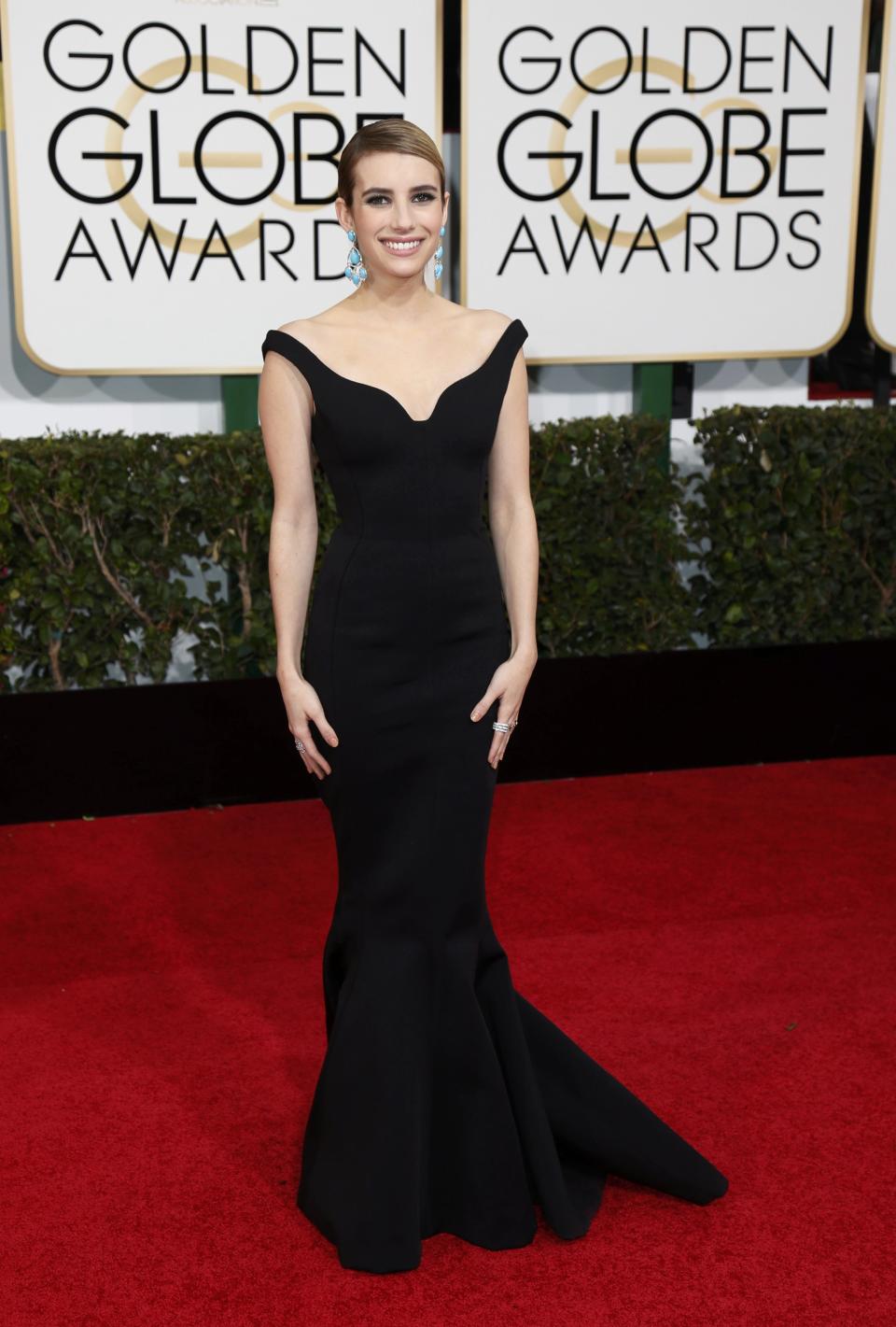 Best: Emma Roberts is all grown up. Though her black Lanvin gown is simple, the dress fits her like a glove and the brilliant, blue earrings are the perfect accessory to bring the focus to her face. Well done! REUTERS/Danny Moloshok