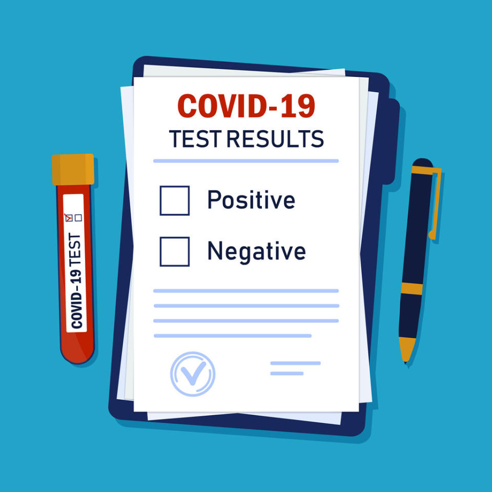 A sample sheet of paper displaying COVID test results