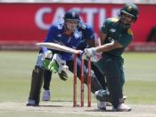 South Africa's JP Duminy plays a shot during their second One-Day International cricket match against England in Port Elizabeth, February 6, 2016. REUTERS/Mike Hutchings