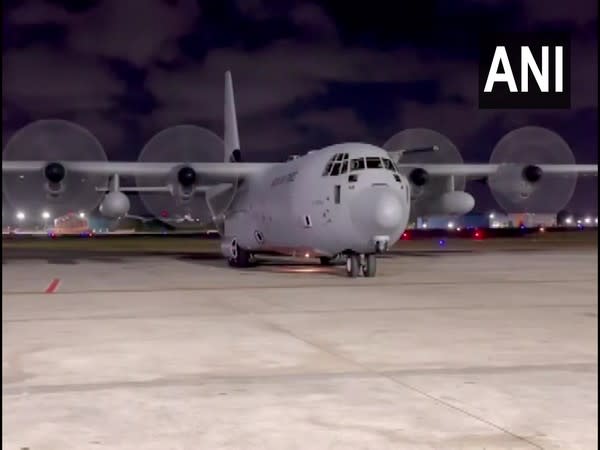 The IAF aircraft arriving at the Chennai Airport. (Photo/ANI) 