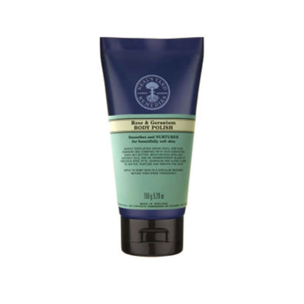 <b>Top 10 best exfoliators:</b> <a href="http://www.nealsyardremedies.com/Rose-And-Geranium-Body-Polish" rel="nofollow noopener" target="_blank" data-ylk="slk:Neal's Yard Remedies Rose & Geranium Body Polish;elm:context_link;itc:0;sec:content-canvas" class="link ">Neal's Yard Remedies Rose & Geranium Body Polish</a>, £17, will buff away any dry skin and leave you smelling like a bed of roses.