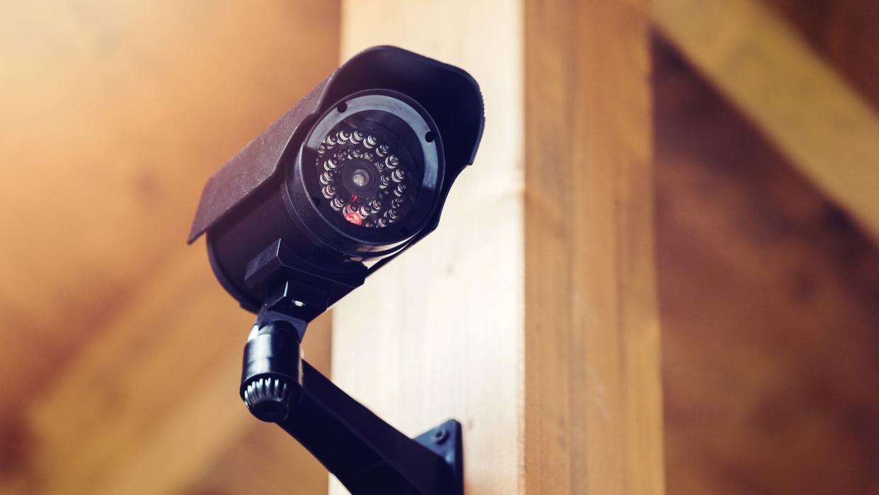 black security surveillance camera