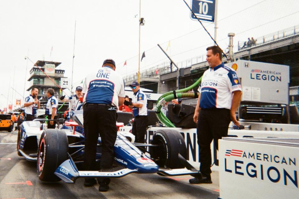 Chip Ganassi Racing driver Alex Palou's (10) car get set in the starting grid Thursday, June 1, 2023, ahead of the 107th running of the Indianapolis 500 at the Indianapolis Motor Speedway in Indianapolis.