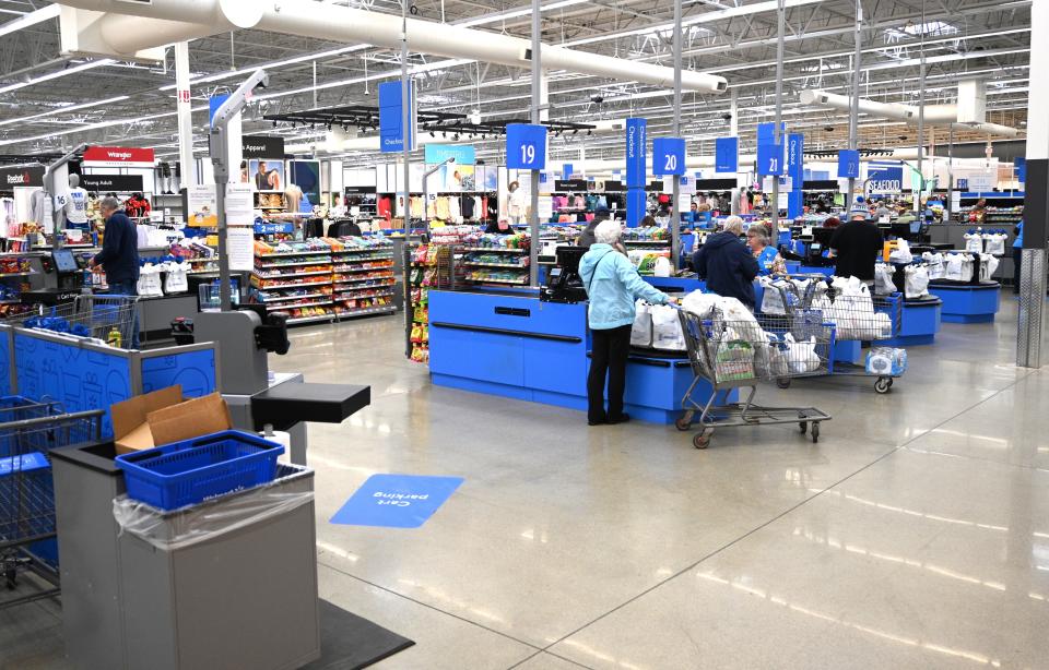 The newly designed check out area of the Coldwater Walmart.