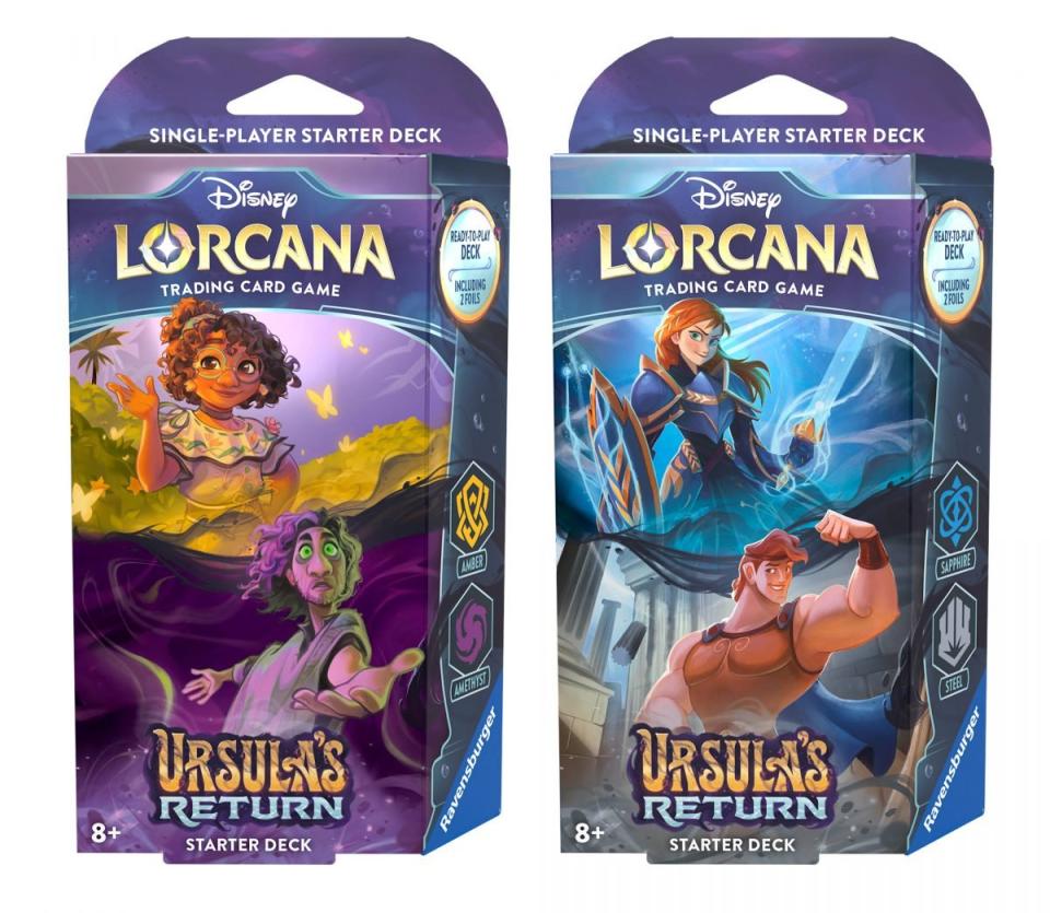 Disney Lorcana: Ursula's Return Starter Deck boxes featuring Mirabel and Ariel on the boxes