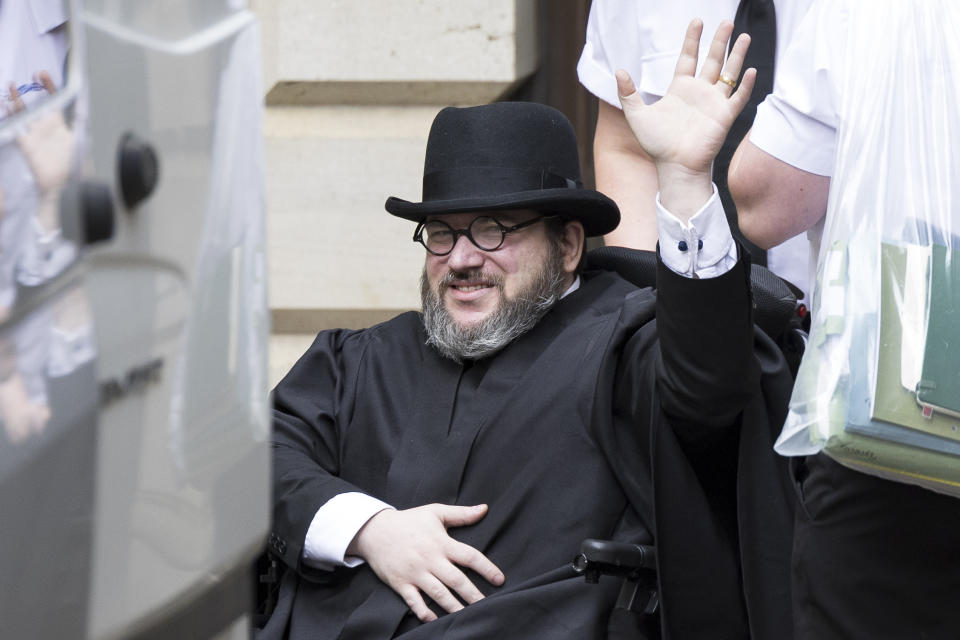 EDINBURGH, SCOTLAND - JULY 12: Nicholas Rossi departs Edinburgh Sheriff Court after his US extradition hearing on July 12, 2023 in Edinburgh, Scotland. (Photo by Ewan Bootman/Anadolu Agency via Getty Images)