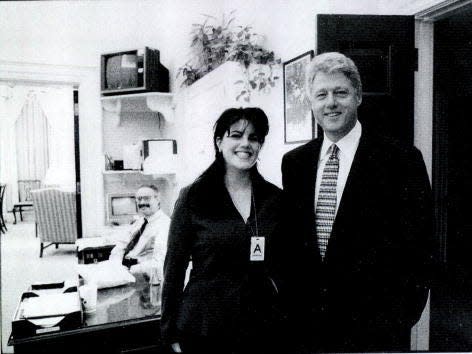President Bill Clinton and Monica Lewinsky at a White House function.