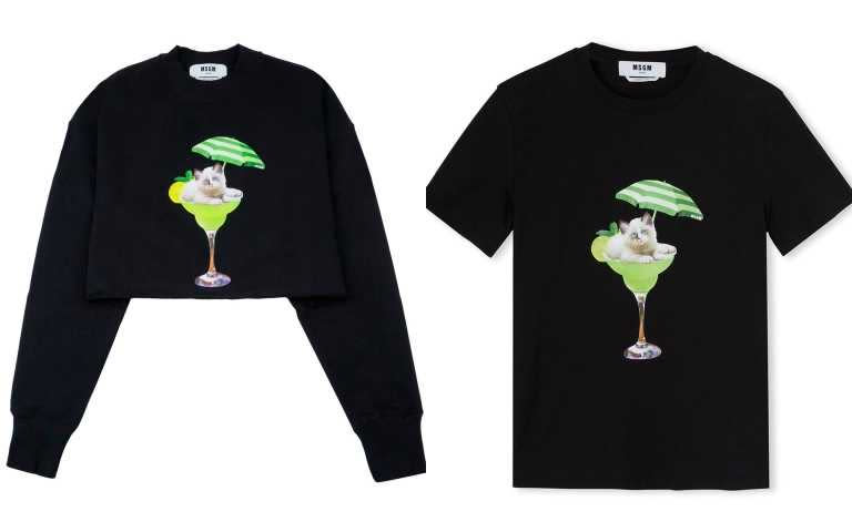 MSGM Mojito貓咪印花短版衛衣／11,800元、Mojito貓咪印花短版衛衣／11,800元（圖／品牌提供）