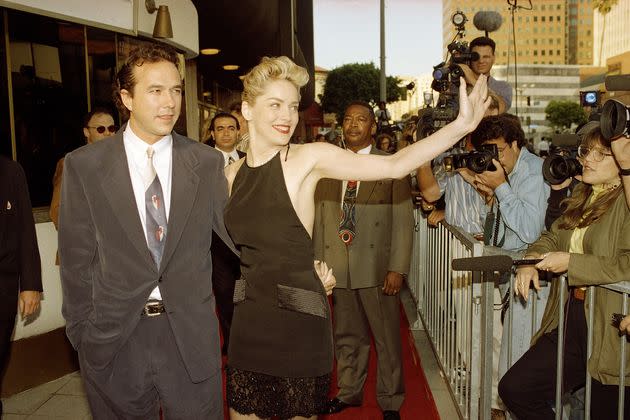 Sharon Stone with then fiancé Bill MacDonald, one of the producers of the film, at the Los Angeles premiere of 