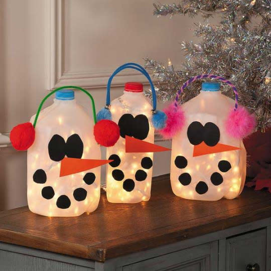 Recycle milk jugs for very cool decor.