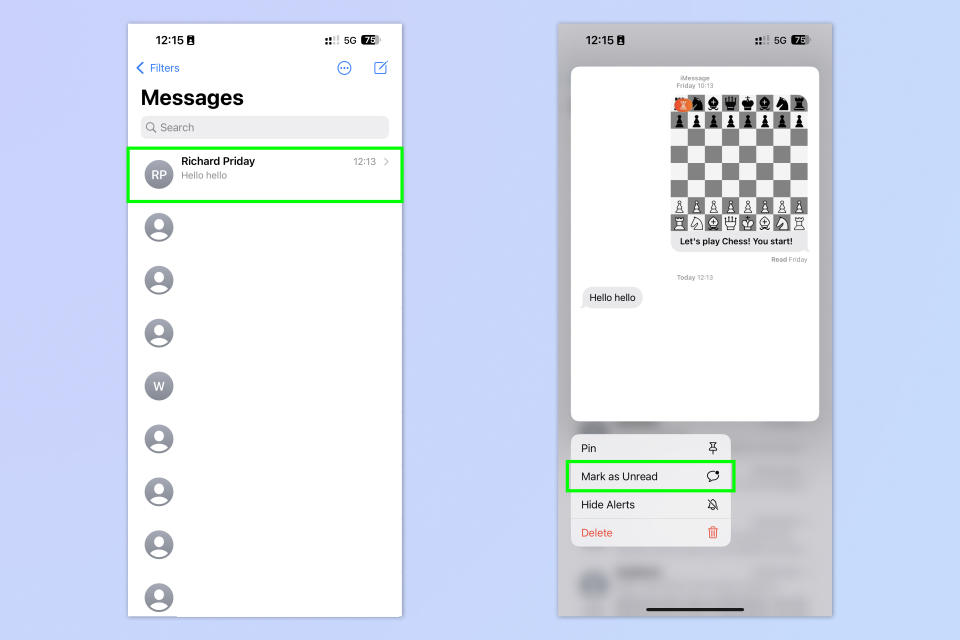 A screenshot showing how to use iOS Messages hidden features