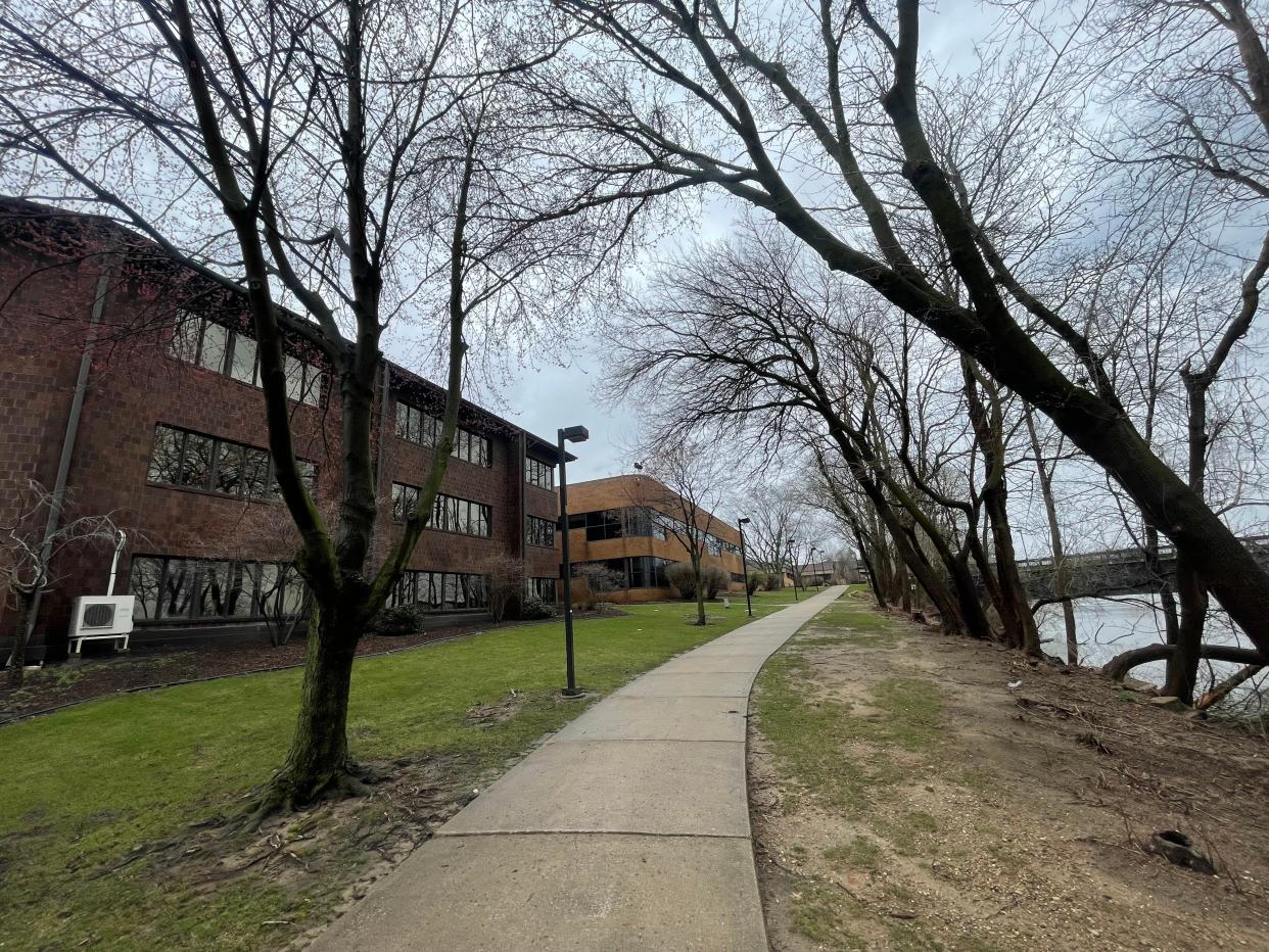 The city of South Bend bought three buildings that formerly made up the River Glen Office Park, on the west bank of the St. Joseph River near the post office in downtown South Bend, pictured on Thursday, March 14, 2024.