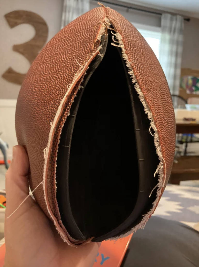 a cut-up football