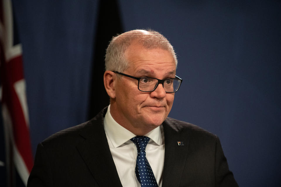 Former prime minister and federal Member for Cook Scott Morrison speaks to media during a press conference in Sydney, Wednesday, August 17. Source: AAP
