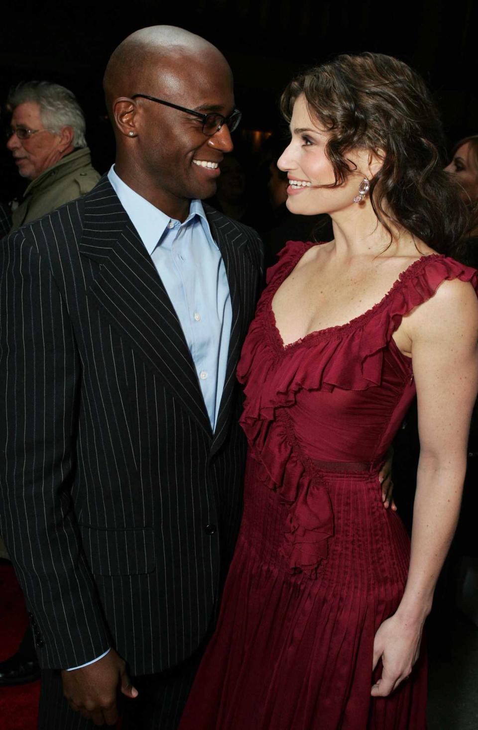 Taye Diggs and Idina Menzel during Revolution Studios' and Columbia Pictures' World Premiere of "Rent" at Ziegfeld Theatre/Roseland in New York City, New York, United States