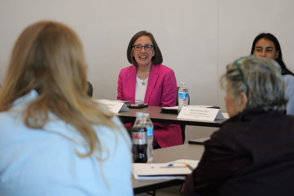 U.S. Rep. Andrea Salinas hosts a roundtable discussion in September 2023 on federal food assistance. She co-founded a new rural health caucus in Congress. (Courtesy of Rep. Andrea Salinas' office)