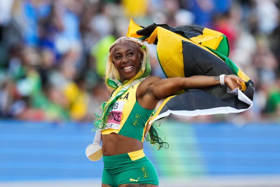 Jamaica’s Shelly-Ann Fraser-Pryce has won five world 100m titles. (Martin Rickett/PA) (PA Wire)