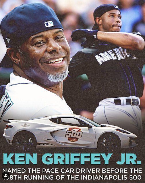 棒球名人堂成員Ken Griffey Jr.，將領跑印第安納波利斯500大賽。（翻攝therealkengriffeyjr IG）