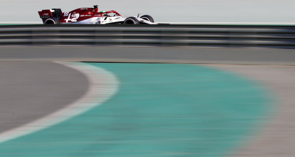 Alfa Romeo driver Antonio Giovinazzi of Italy steers his car during a Formula One pre-season testing session at the Barcelona Catalunya racetrack in Montmelo, outside Barcelona, Spain, Thursday, Feb.21, 2019. (AP Photo/Joan Monfort)