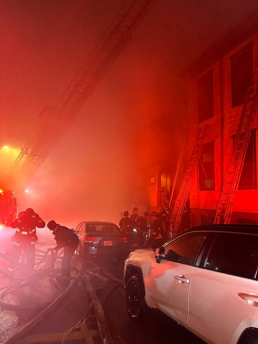 At least five people have been taken to hospitals after being injured in a massive residential fire in East Boston that broke out on April 2, 2024. The six-alarm blaze broke out sometime before 5 a.m. ET at a multi-family home in the city's Central Maverick Square neighborhood, the Boston Fire Department reported.