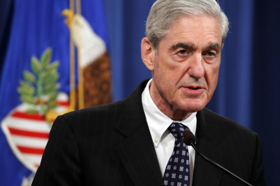 Special counsel Robert Mueller speaks at the Department of Justice Wednesday, May 29, 2019, in Washington, about the Russia investigation. (AP Photo/Carolyn Kaster)