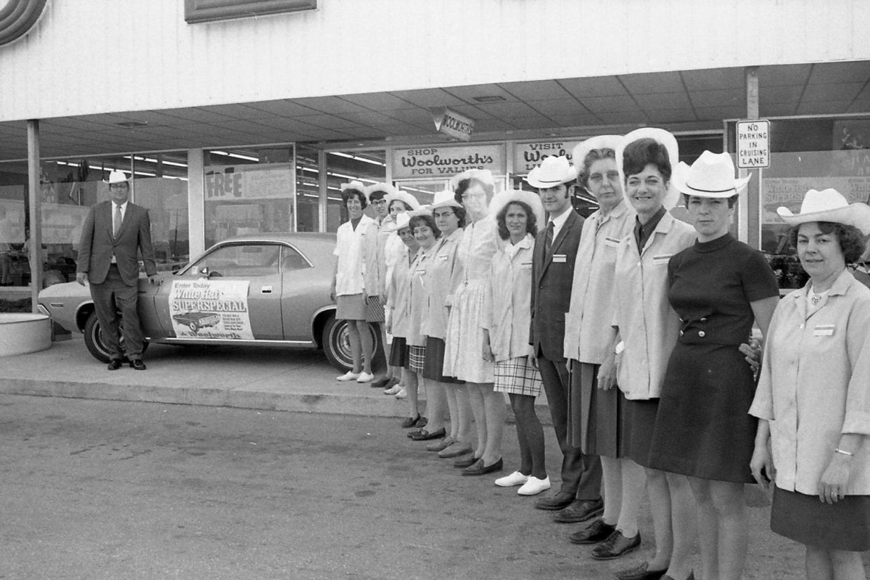 Pictured from left to right: Mgr., William Morrisey; Olive Minnix, Loraine Dixon; Phyllis Cooper, Marilyn Alexander, Barbara Kuntz, Mary Lamb; Edna Koska, Julie Jones; Mr. Morris Kinnamon; Betty Koska; Gloria Spriggs; Pat Brown and Ruby Denney.