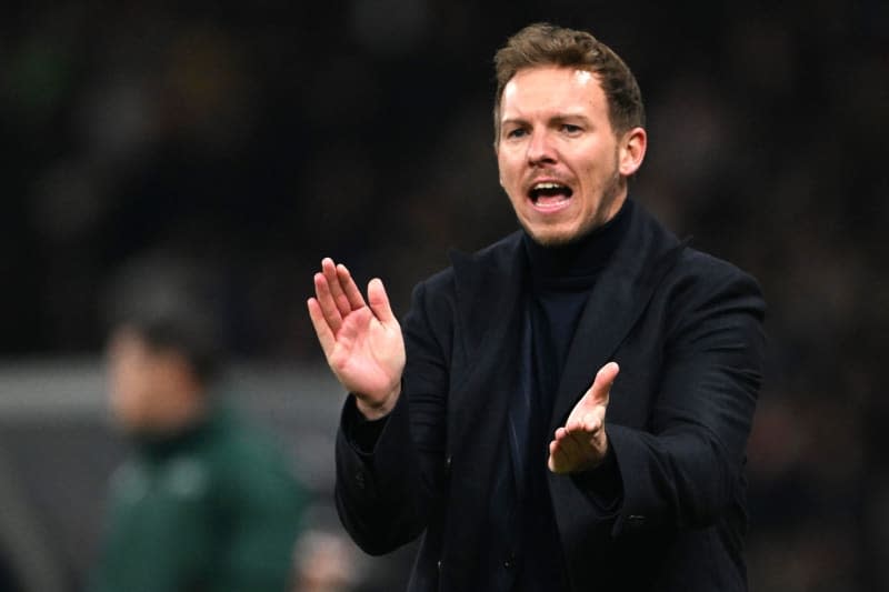 Germany coach Julian Nagelsmann reacts on the touchline during the international soccer match between Germany and Turkey at Olympic Stadium. Federico Gambarini/dpa