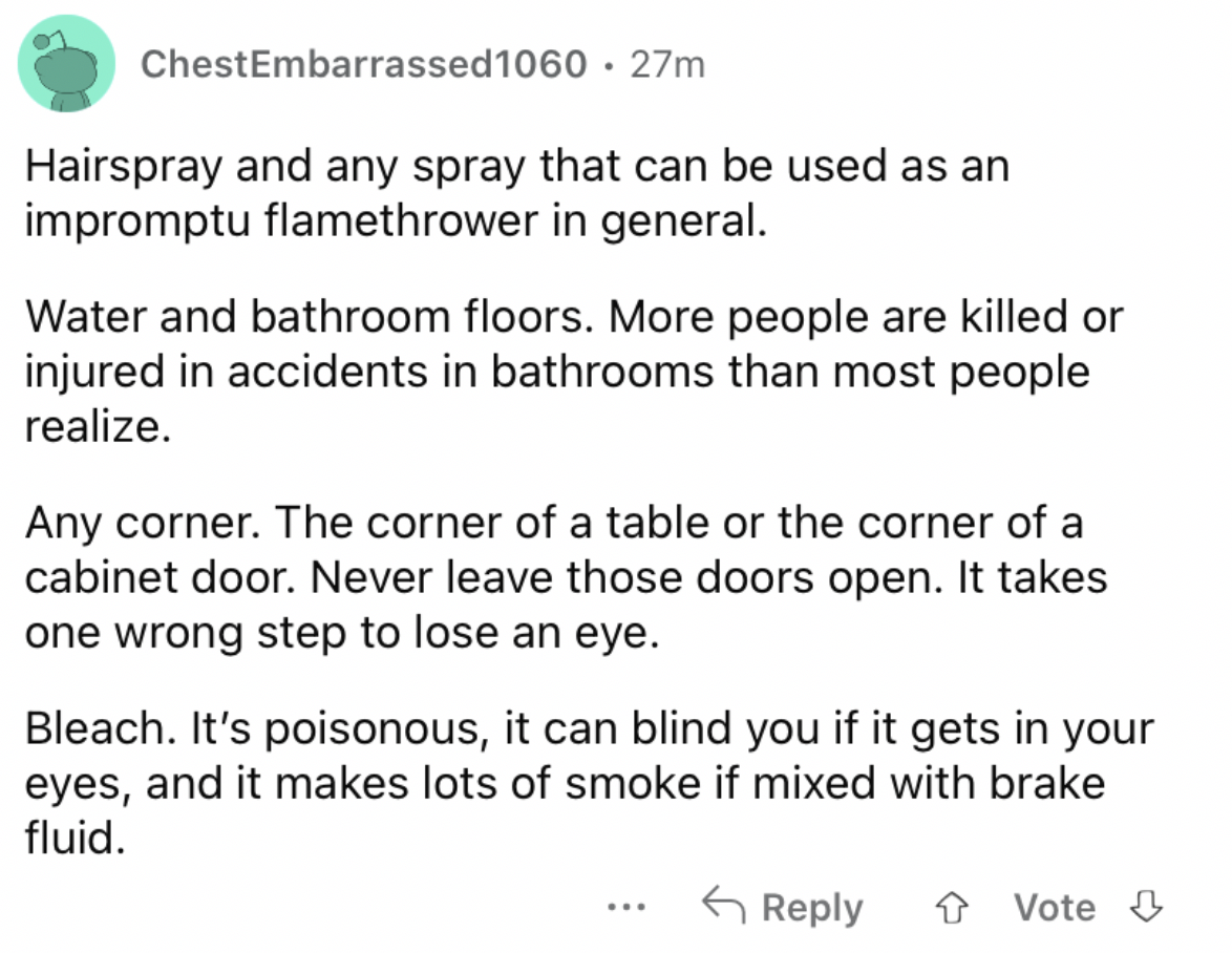 Reddit screenshot about corners being dangerous.