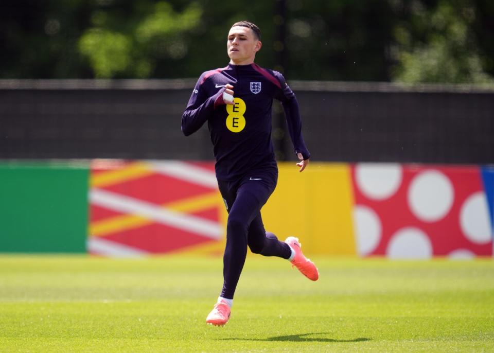 Phil Foden in England training this week (Adam Davy/PA Wire)