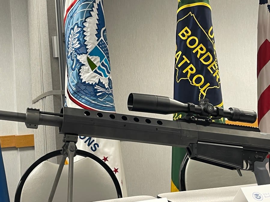 A weapon confiscated by U.S. officials is seen Aug. 31, 2023, in Laredo, Texas. (Sandra Sanchez/Border Report)