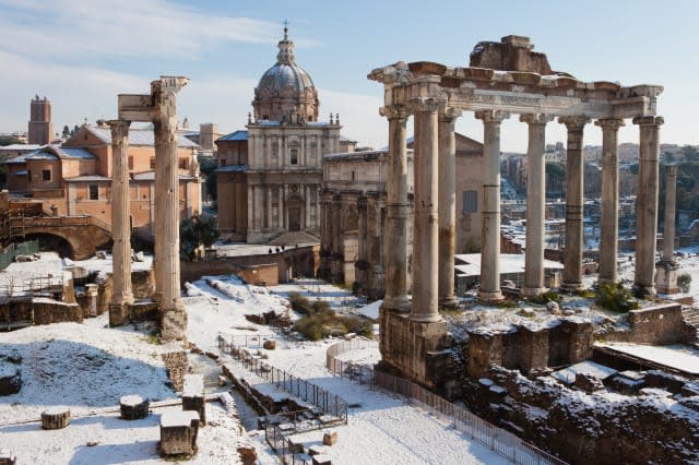 Roman Forum with snow