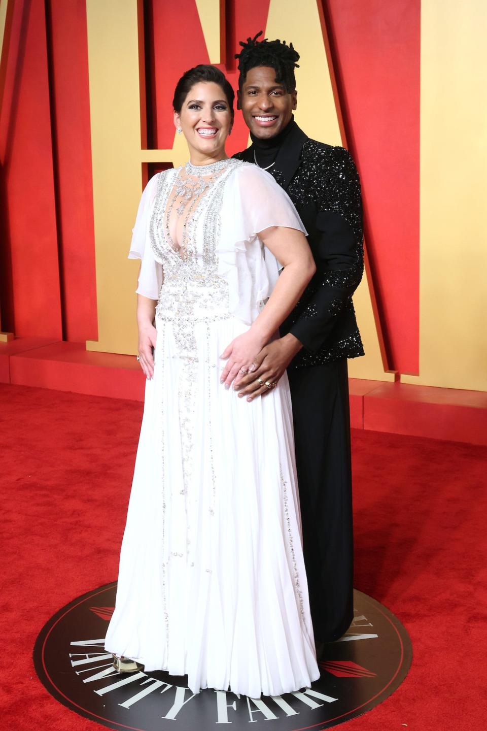 Jon Batiste and Suleika Jaouad attend the 2024 Vanity Fair Oscars after-party.