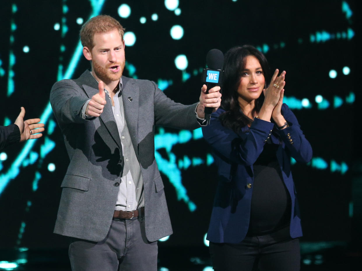 Prince Harry and Meghan Markle joined forces for WE Day. (Photo: PA)