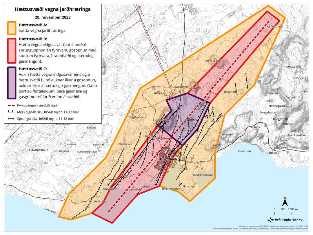 Iceland volcano updated danger zone (Icelandic Meteorological Office)