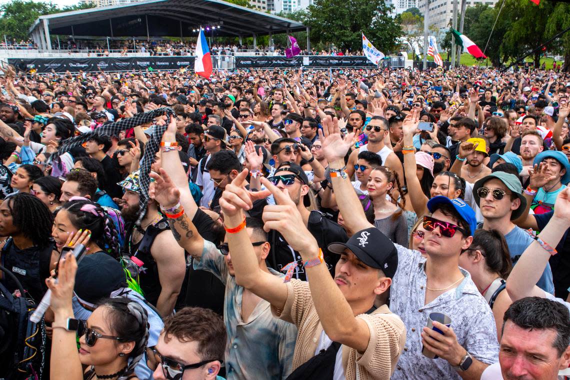 A festival goers react to the music during Day 2 of Ultra 2024 at Bayfront Park in Downtown Miami on Saturday, March 23, 2024.