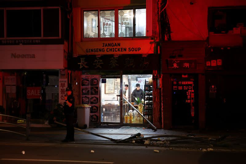 Scene of car accident that resulted in several people killed and injured in central Seoul