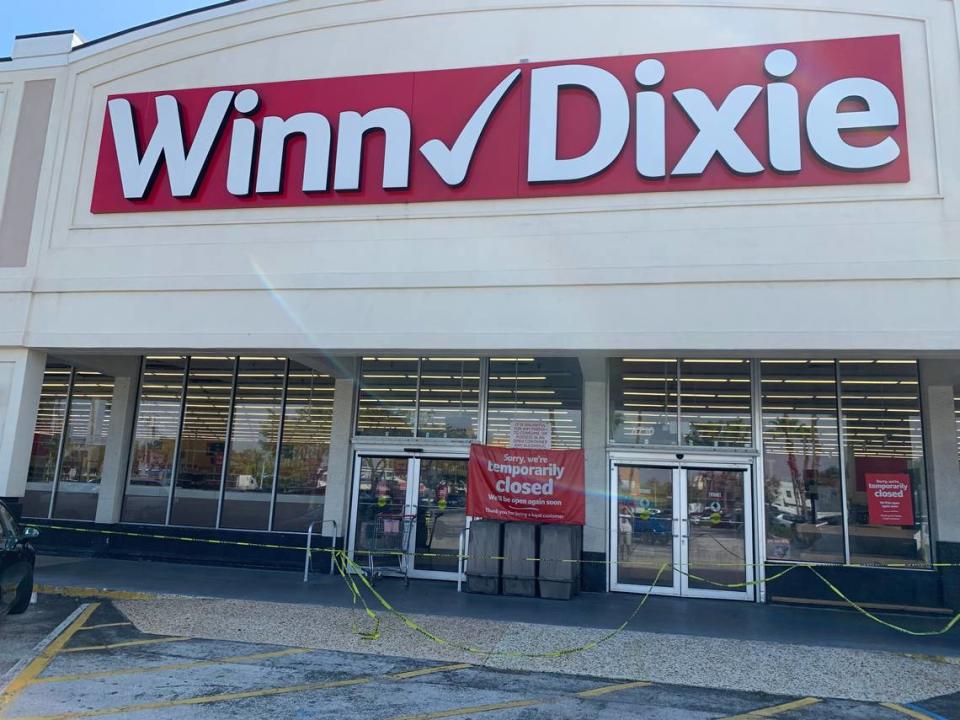 The Winn-Dixie at 8710 SW 72nd St. in a Kendall-area neighborhood off Sunset Drive in Miami had been closed since July 2022 due to roof damage, parent company Southeastern Grocers said. The shuttered store in a strip mall is pictured here on Feb. 20, 2023, reopened with a refreshed decor on July 12, 2023.