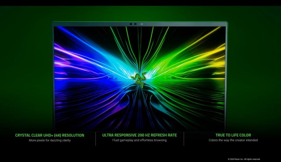 ▲Blade 18成為全球第一款搭載4K解析度與200Hz畫面更新率設計螢幕的筆電，並且對應更真實的色彩顯示效果