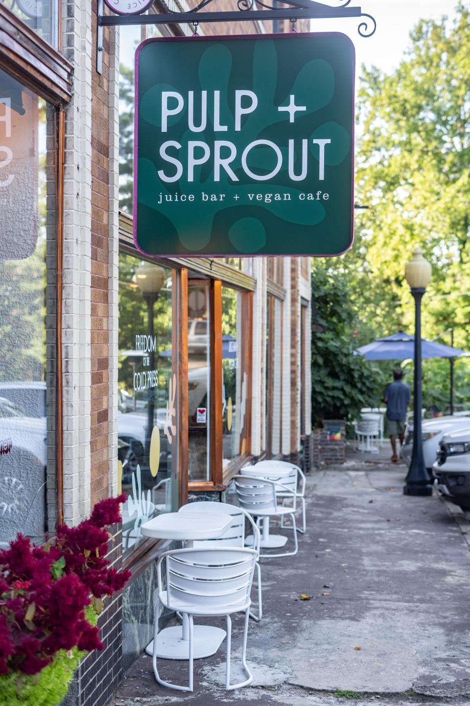 Scenes from Pulp & Sprout, a vegan juice bar and cafe in North Asheville.