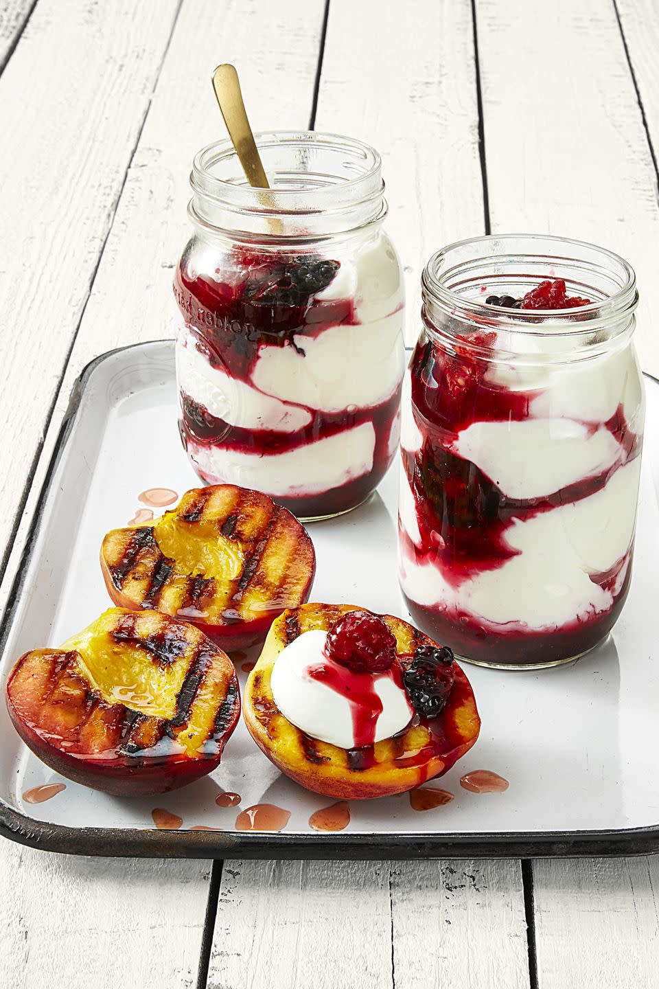 Jam Parfaits With Grilled Peaches