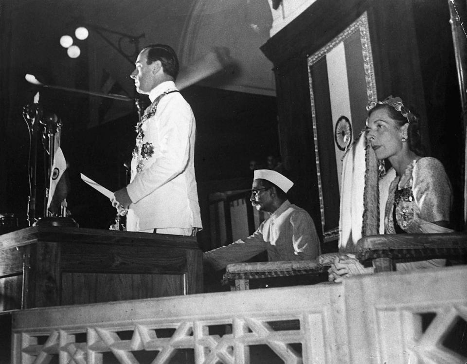 INDIA INDEPENDENCE: India Independence: Lord Mountbatten speaks to the constitutional assembly in New Delhi, India, in 1947. (AP Photo)