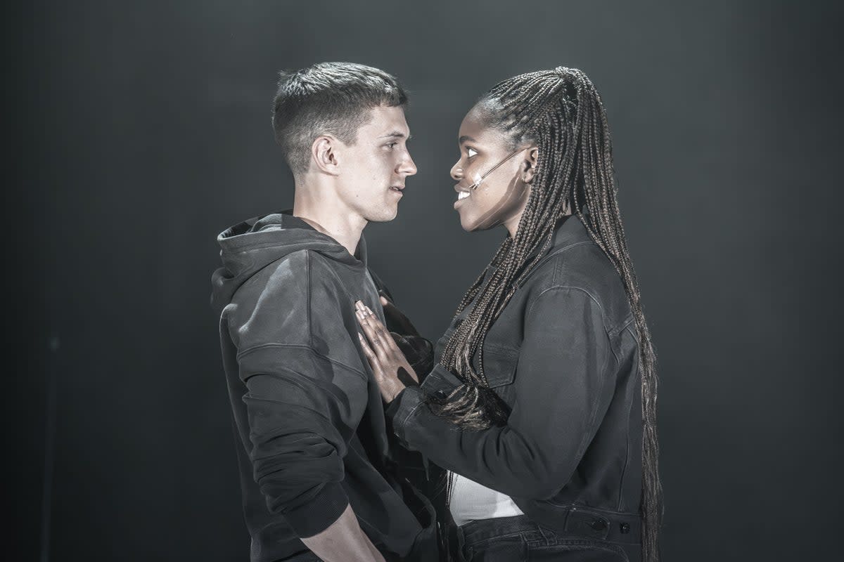 Tom Holland and Francesca Amewudah-Rivers in Romeo & Juliet (Marc Brenner)