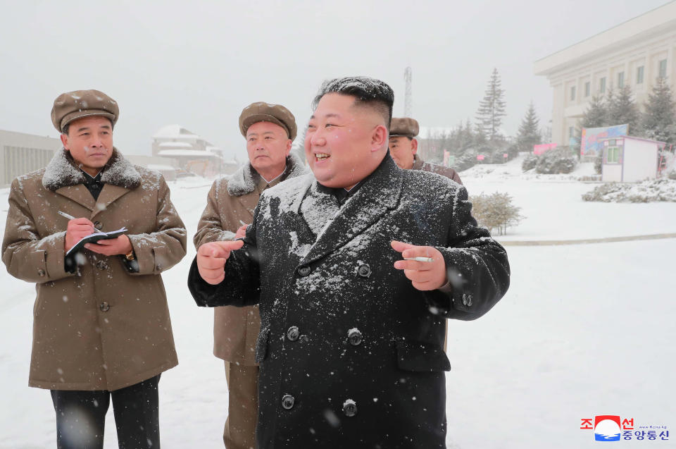 North Korean leader Kim Jong Un inspects Samjiyon County, in this undated photo released on October 30, 2018 by North Korea's Korean Central News Agency (KCNA).  KCNA/via REUTERS. ATTENTION EDITORS - THIS IMAGE WAS PROVIDED BY A THIRD PARTY. REUTERS IS UNABLE TO INDEPENDENTLY VERIFY THIS IMAGE. NO THIRD PARTY SALES. SOUTH KOREA OUT.      TPX IMAGES OF THE DAY