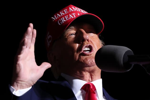 Trump speaks during a 2022 rally at the Arnold Palmer Regional Airport in Pennsylvania.