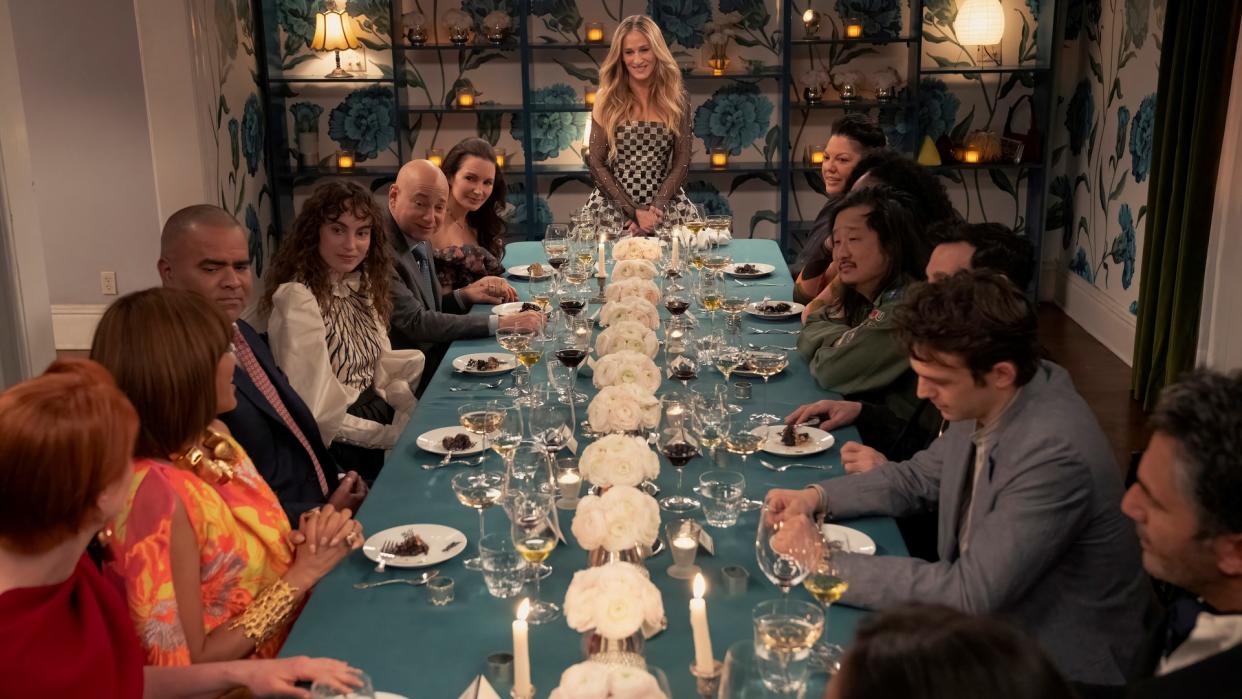  Cast of And Just Like That at Carrie's dinner party in And Just Like That season 2 