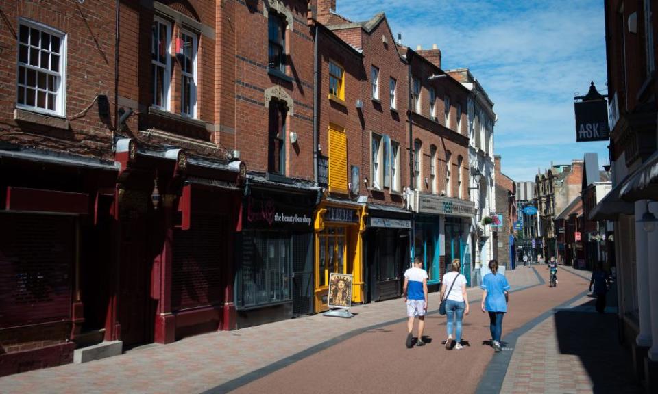 A virtually deserted Silver Street in Leicester on 30 July.