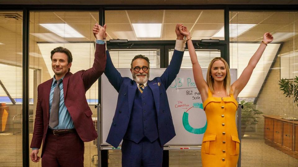 chris evans, andy garcia and emily blunt star in pain hustlers, a good housekeeping pick for best movies 2023